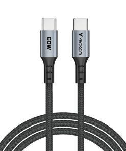 Verbatim Sync & Charge kabel USB-C na USB-C, M/M, 60W PD3.0/QC3.0, crni, 1.2m