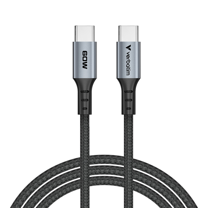 Verbatim Sync & Charge kabel USB-C na USB-C, M/M, 60W PD3.0/QC3.0, crni, 1.2m
