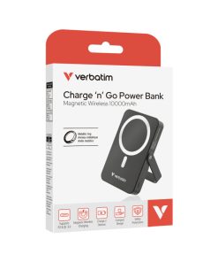 Verbatim Powerbank 10000mAH Charge ‘n’ Go sa stalkom 20W USB-C i 15W magnetsko bežično punjenje, crni