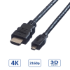 Roline VALUE HDMI High speed kabel sa mrežom, TIP A (M) - TIP D (M) (micro), 2.0m