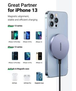 UGREEN MagSafe bežični magnetski punjač 15W, sivi