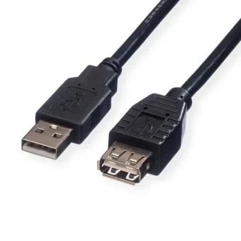 Roline USB2.0 kabel TIP A-A M/F 1.8m, crni (produžni)