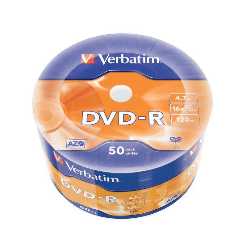 DVD-R Verbatim 4.7GB 16× Matt Silver 50 pack wrap