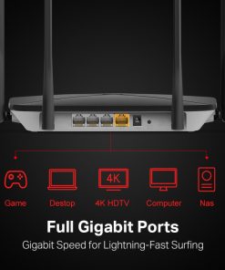 Mercusys AC1300 bežični usmjerivač (Dual-Band Gigabit Router) 300Mbps/867Mbps (2.4GHz/5GHz), 802.11ac/b/g/n, 1×G-WAN, 4×G-LAN, 4 x fiksne antene