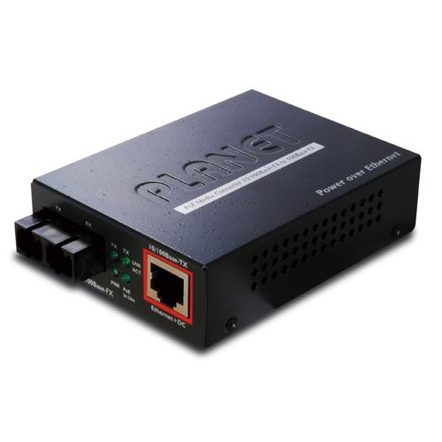 Planet 802.3af PoE 100Mbps RJ45 to 100Base-FX (SC, MM)-2km Media Converter