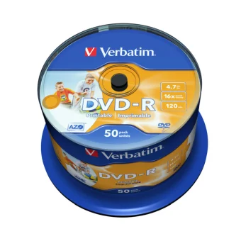 DVD-R Verbatim 4.7GB 16× Wide Inkjet Printable 50 pack spindle