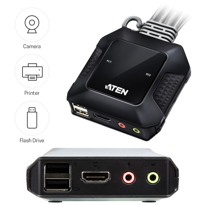ATEN 2-port USB 4K HDMI KVM Switch sa kablovima (CS22H)