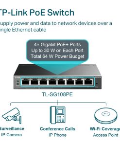 TP-Link 8-port Gigabit PoE Easy Smart preklopnik (Switch), 8×10/100/1000M RJ45, 4×PoE+, metalno kućište, 13" (64W)