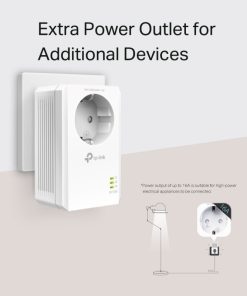 TP-Link AV1000 Powerline Gigabit mrežni adapter, 1000Mbps, dodatna strujna utičnica, HomePlug AV2 (duplo pakiranje)