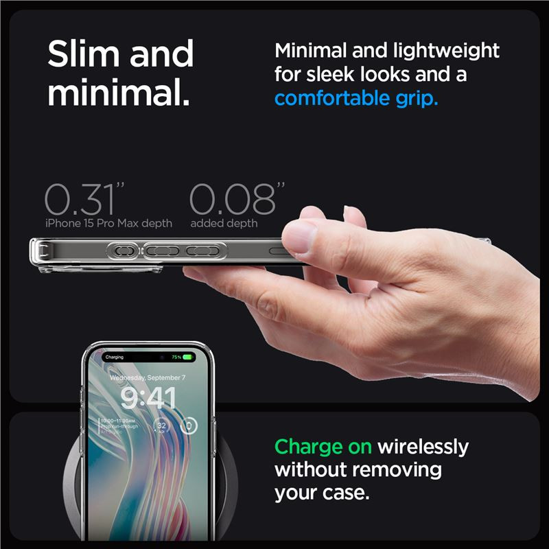 Spigen Crystal Hybrid, zaštitna maska za telefon, prozirna - iPhone 15 Pro Max (ACS06446)