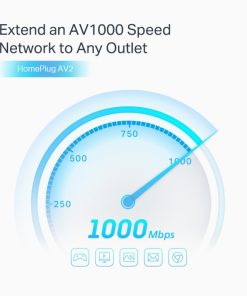 TP-Link AV1000 Powerline Gigabit mrežni adapter, 1000Mbps, dodatna strujna utičnica, 2×G-LAN, HomePlug AV2 (duplo pakiranje)