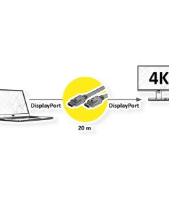 Roline VALUE DisplayPort kabel v1.2 aktivni, M/M, 20m, crni