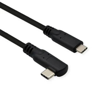 Roline USB3.2 Gen 2x2 kabel TIP C-C M/M, 1×90°. Emark, 100W, 1.0m, crni