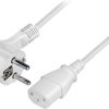 Transmedia Schuko plug flat to C13 jack 1,5m, White