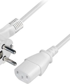Transmedia Schuko plug flat to C13 jack 1,5m, White