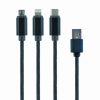Gembird USB 3-in-1 charging cable, black, 1m