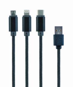Gembird USB 3-in-1 charging cable, black, 1m