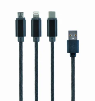 Gembird USB 3-in-1 charging cable, black, 1m