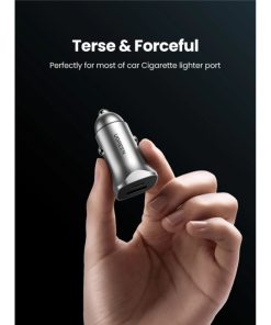 UGREEN auto punjač 30W, USB-C+USB-A, PD3.0/QC3.0, sivi