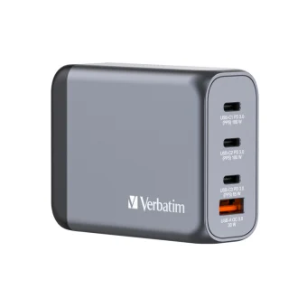 Verbatim GNC-100 GaN zidni punjač 100W, 2×USB-C PD 100W / 1×USB-C PD 65W / 1×USB-A QC3.0