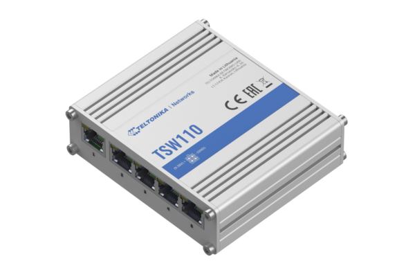 Teltonika TSW110 Industrial Unmanaged Switch, 5 x GbE Ports, Passive PoE