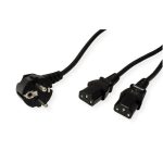 Roline VALUE Y-naponski kabel 2×IEC320 C13, 2.0m, crni