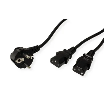 Roline VALUE Y-naponski kabel 2×IEC320 C13, 2.0m, crni