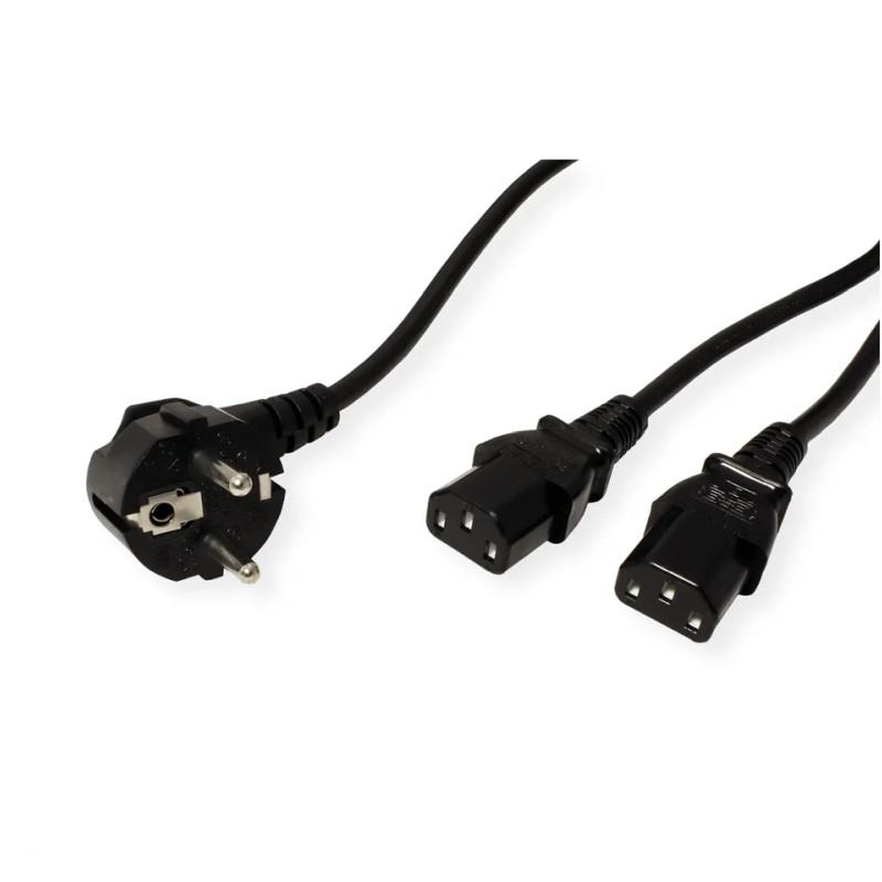 Roline VALUE Y-naponski kabel 2×IEC320 C13, 2.0m, crni
