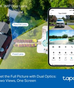 TP-Link Tapo C545D 2K 3MP (2304 x 1296 px), 360°/130° Pan/Tilt, H.264, Color Night Vision, microSD/RJ45 portovi, dvosmjerni audio, detekcija pokreta, IP66, Wi-Fi, Tapo app