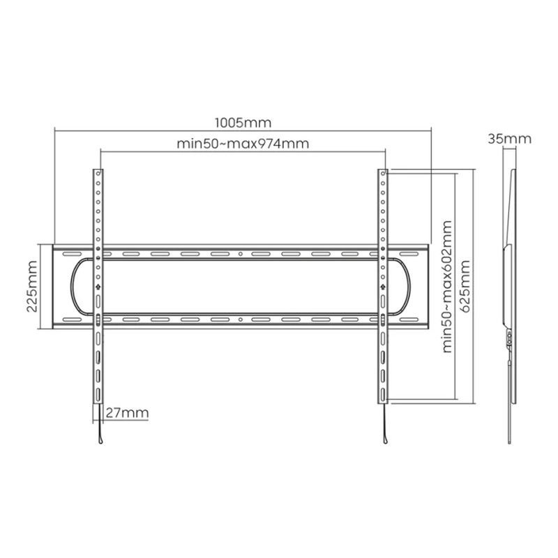 Roline VALUE zidni nosač za TV 60"-120", udaljenost od zida 35mm, nosivost 120kg, crni