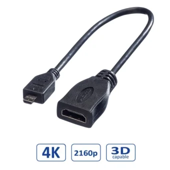 Roline HDMI kabel sa mrežom, TIP A (F) - TIP D (M) (micro), 0.15m