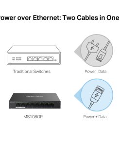Mercusys 8-Port Gigabit Desktop preklopnik (Switch) 7× Gigabit PoE+, 1× Gigabit Non-Po, Plug & Play, metalno kućište