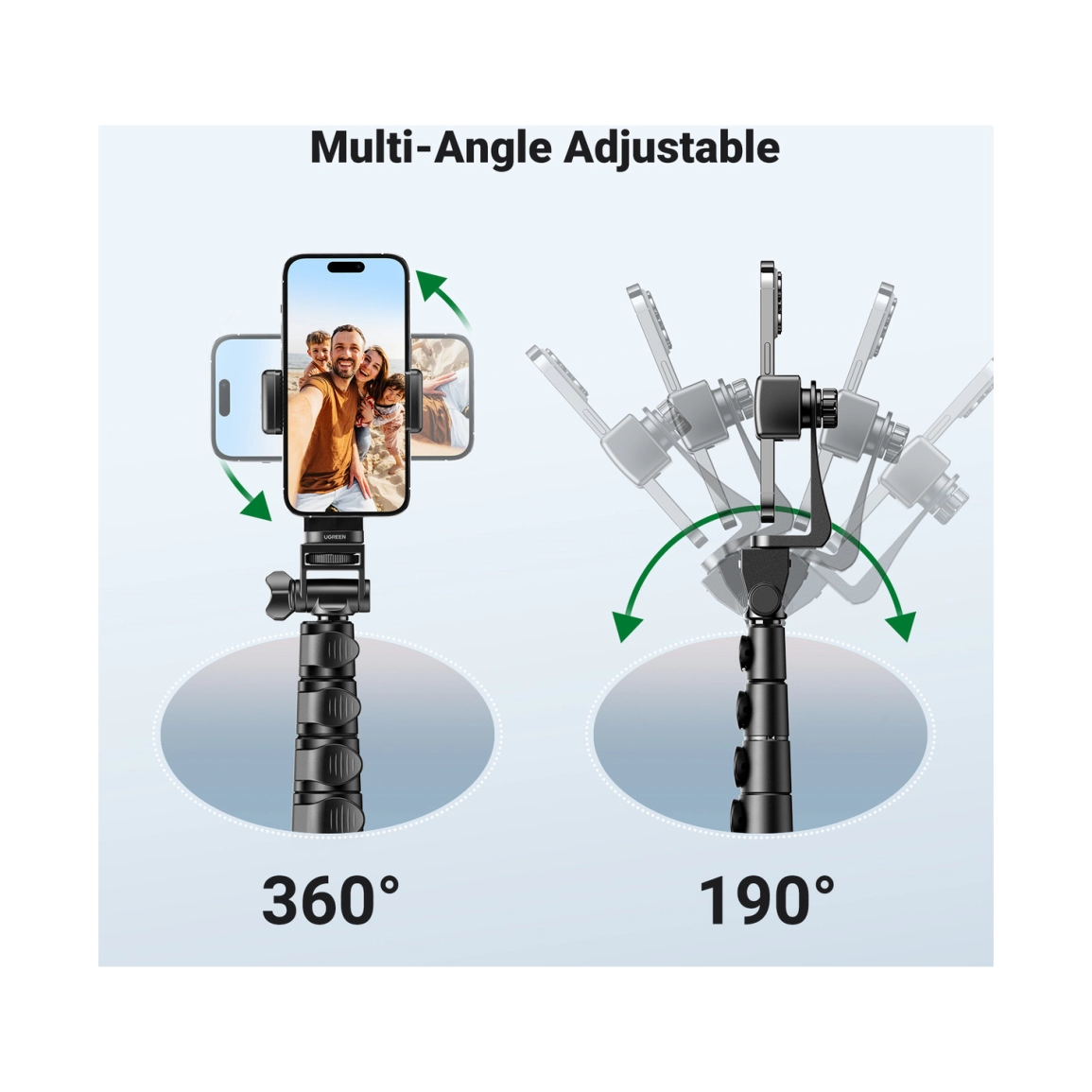 UGREEN Selfie stick 3u1 Tripod s bluetooth daljinskim do 7.2 incha, crni
