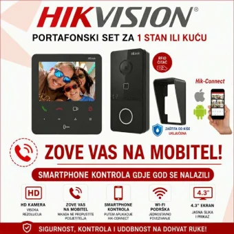 HIKVISION PORTAFON SET ZA 1 STAN ILI KUĆU SA VIDEO JEDINICOM VI-K46P