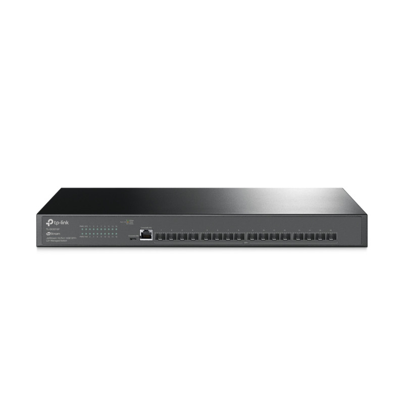 TP-Link 16-Port Omada JetStream Managed preklopnik (Switch) 10GE SFP+ L2+, 16×10G SFP+, RJ45/Micro-USB Console Port, 1U 19" Rack-mount
