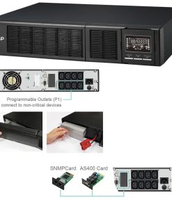Fortron Source UPS Clippers Rack/Tower 2000VA/2000W, On-line double conversion, USB, RS-232, EPO, 8×C13, 4×9Ah, LCD