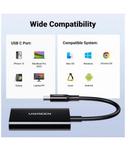 UGREEN čitač memorijskih kartica, TF/SD/MicroSD kartice, USB-C, 15cm, crni