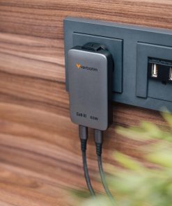 Verbatim Essentials Slim GaN zidni punjač 65 W, 2xUSB-C PD3.0, sivi