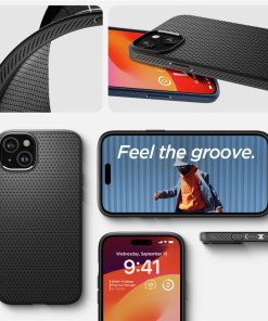 Spigen Liquid Air, zaštitna maska za telefon, mat crna - iPhone 15 (ACS06790)