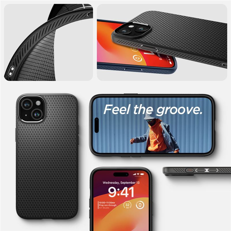 Spigen Liquid Air, zaštitna maska za telefon, mat crna - iPhone 15 (ACS06790)