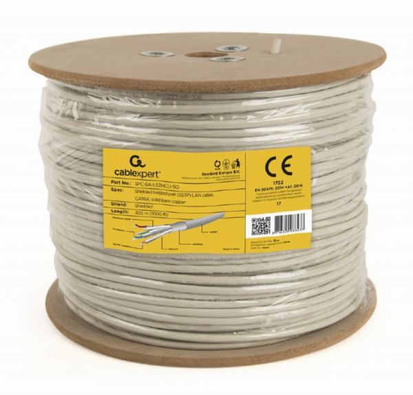Gembird CAT6A SSTP LAN cable (CU), solid, 305 m, LSZH