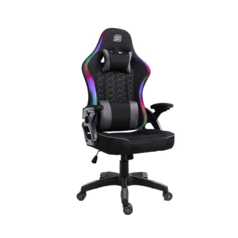 Bit Force HYPNOSIS RGB-2D igraća stolica s potpornim jastučićima, PU koža, 2D naslon za ruke, nosivost 130kg, crna