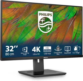 Philips 32" 32B1N3800/00 4K UHD (3840x2160) VA, 350 cd/m2, 3500:1, HDMIx2, DPx1, USB Hub, Pivot