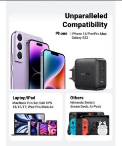 UGREEN GaN Tech zidni punjač 65W, 1×USB-A/3×USB-C, PD3.0/QC4.0+, crni