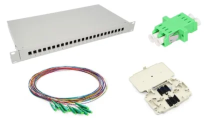 NFO Patch Panel 1U 19" Closed - Singlemode 24x LC APC Duplex Adapter Pigtail kazeta SET