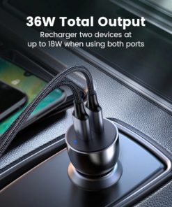 UGREEN auto punjač 52.5W, USB-C+USB-A, PD3.0/QC3.0, sivi
