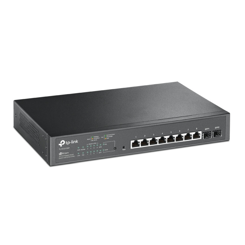 TP-Link Omada JetStream 10-port Gigabit PoE+ Smart preklopnik (Switch), 8×10/100/1000M RJ45 ports + 2×SFP ports (150W)
