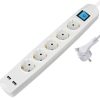 Transmedia 5-way power strip with 2x USB, white, 5m