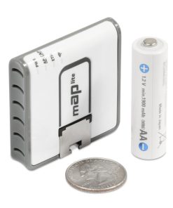 Mikrotik RBmAPL-2nD, mAP lite, 650Mhz CPU, 64MB RAM, 1×LAN, built-in Dual Chain 2.4Ghz 802.11bgn sa integriranim antenama, RouterOS L4, plastično kućište, PSU