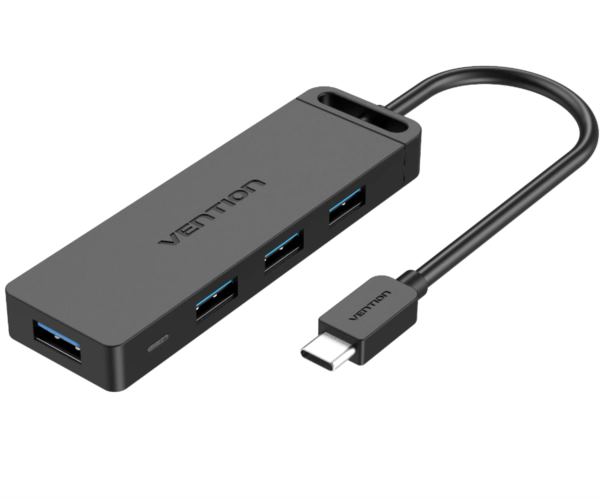 Vention Type-C to 4-Port USB 3.0 Hub, Black 0,15m